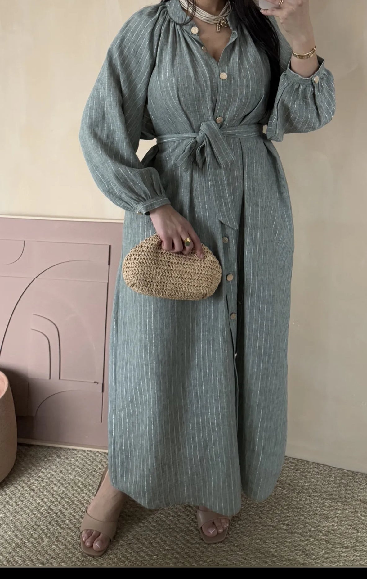 Robe longue avec ceinture