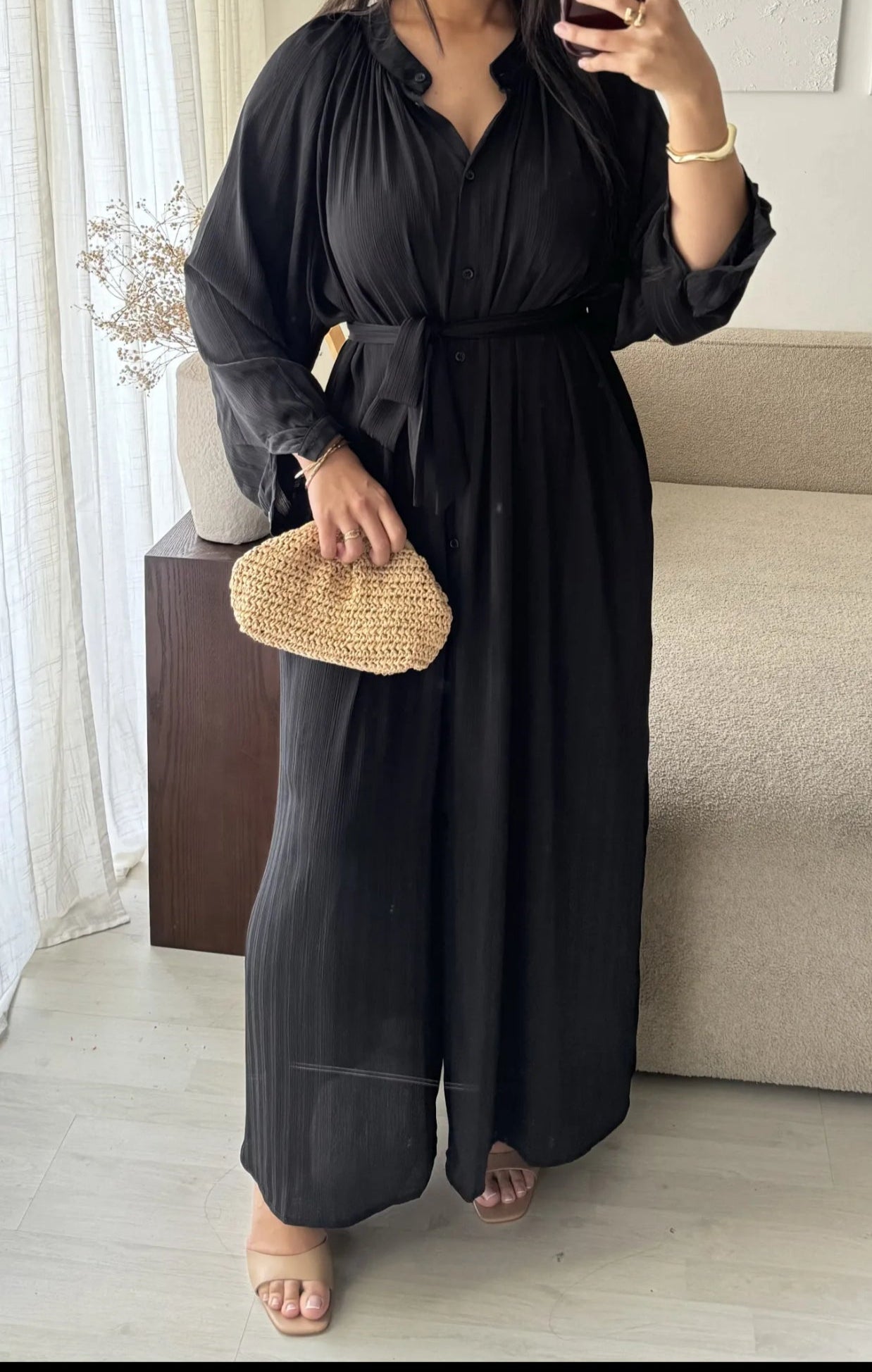Robe longue avec ceinture